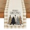 Watercolor Brown Buffalo Plaid Christmas Trees Merry Xmas Table Runner, Seasonal Winter Holiday Kitchen Dining Table Decoration for Home Party Decor 13 x 72 Inch